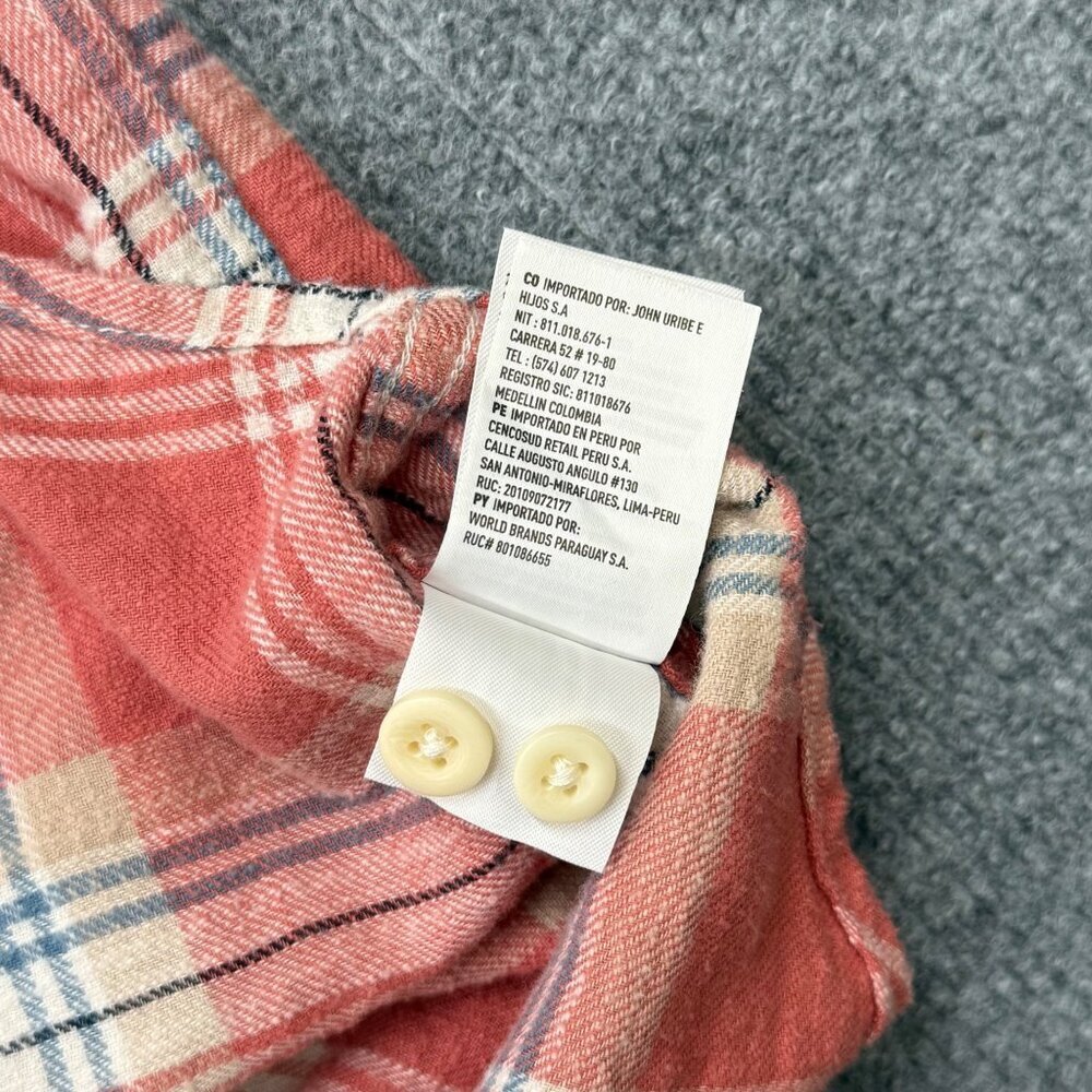 American Eagle Mens L Plaid Flannel Shirt Shacket Removeable Hood Cabincore Red - Picture 9 of 13